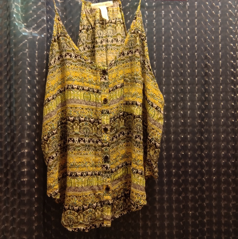 Button Down Blouse With Pocket